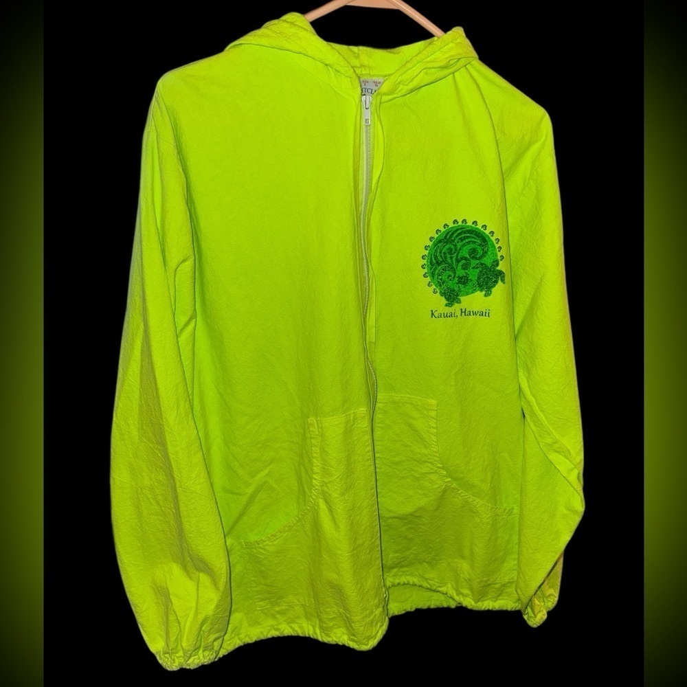 Yacht Club Lg Jacket Neon Green Hood Full Zip Kauai, Hawaii